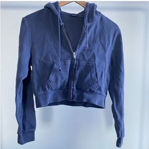 J. Galt Ribbed Cropped Zip Hoodie